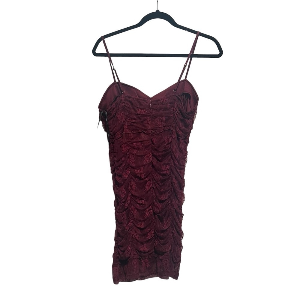 New Lulus Enchantress Plum Purple Ruched Lace Bodycon Dress, New with Tags - Picture 3 of 7